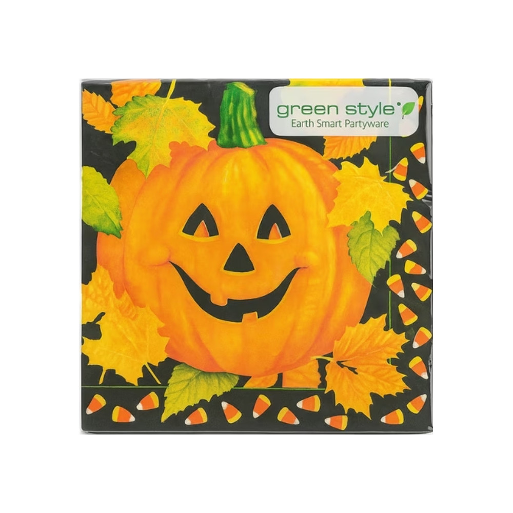Green Style Halloween Pumpkin Harvest Biodegradable Plant-Based Compostable Food Safe Napkins (20 Count)