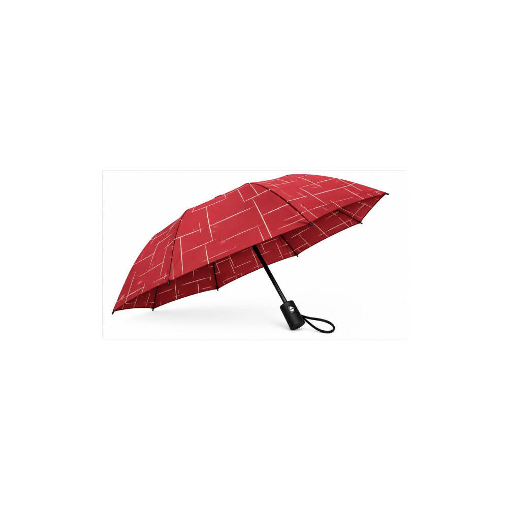 Red Geometric Print Folding Umbrella